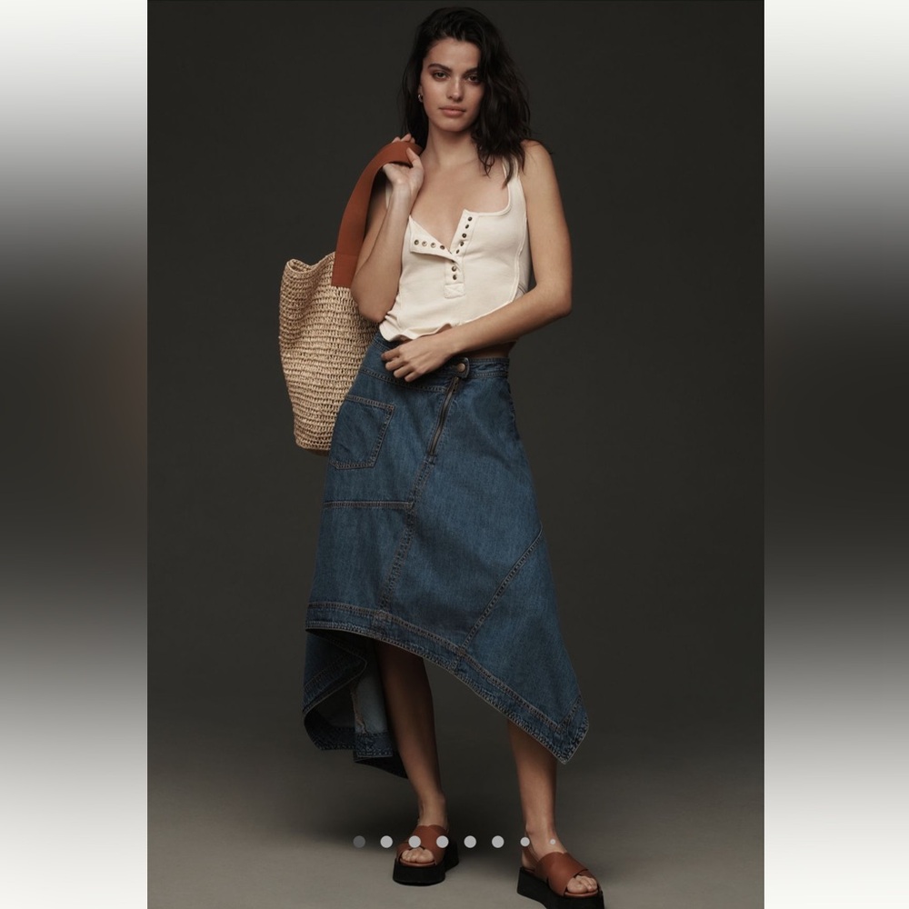 Anthropologie Pilcro Reworked Asymmetrical Midi Skirt Size 6